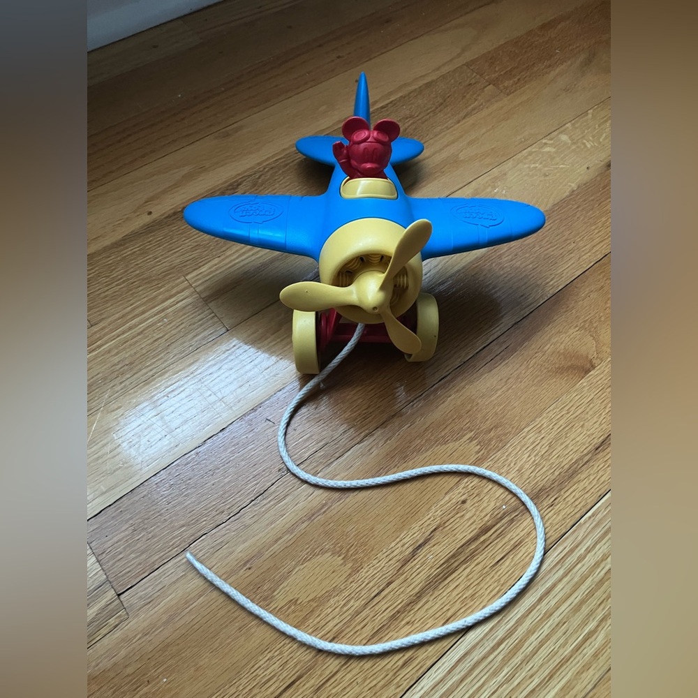 Mickey Green Toys Blue and Yellow Toy Airplane with Pull String in VGUC